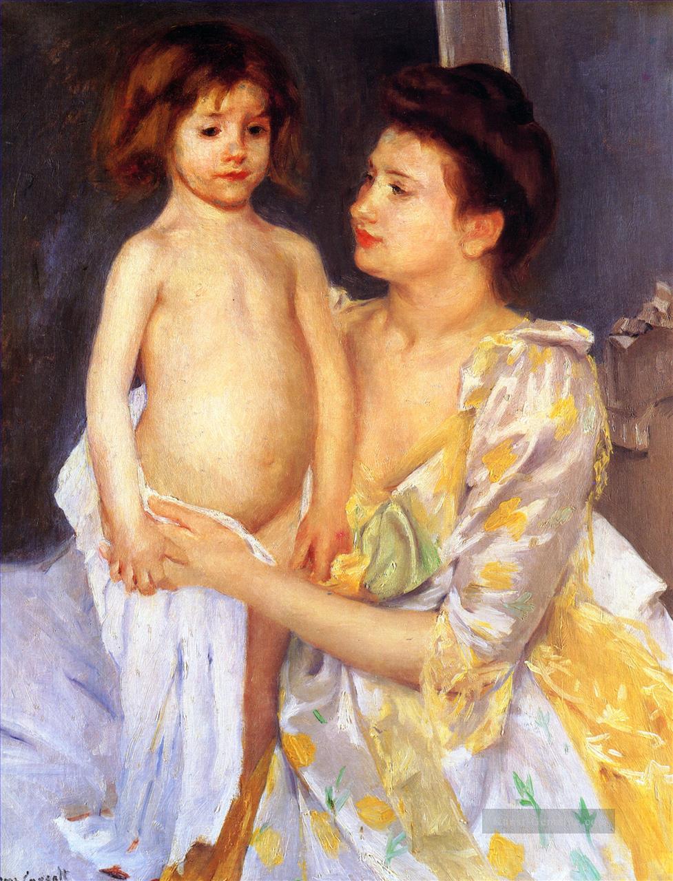 Jules Trocknen von seiner Mutter Mütter Kinder Mary Cassatt Ölgemälde